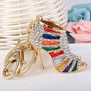Austrian Crystal Enamel High Heel Shoe Keychain